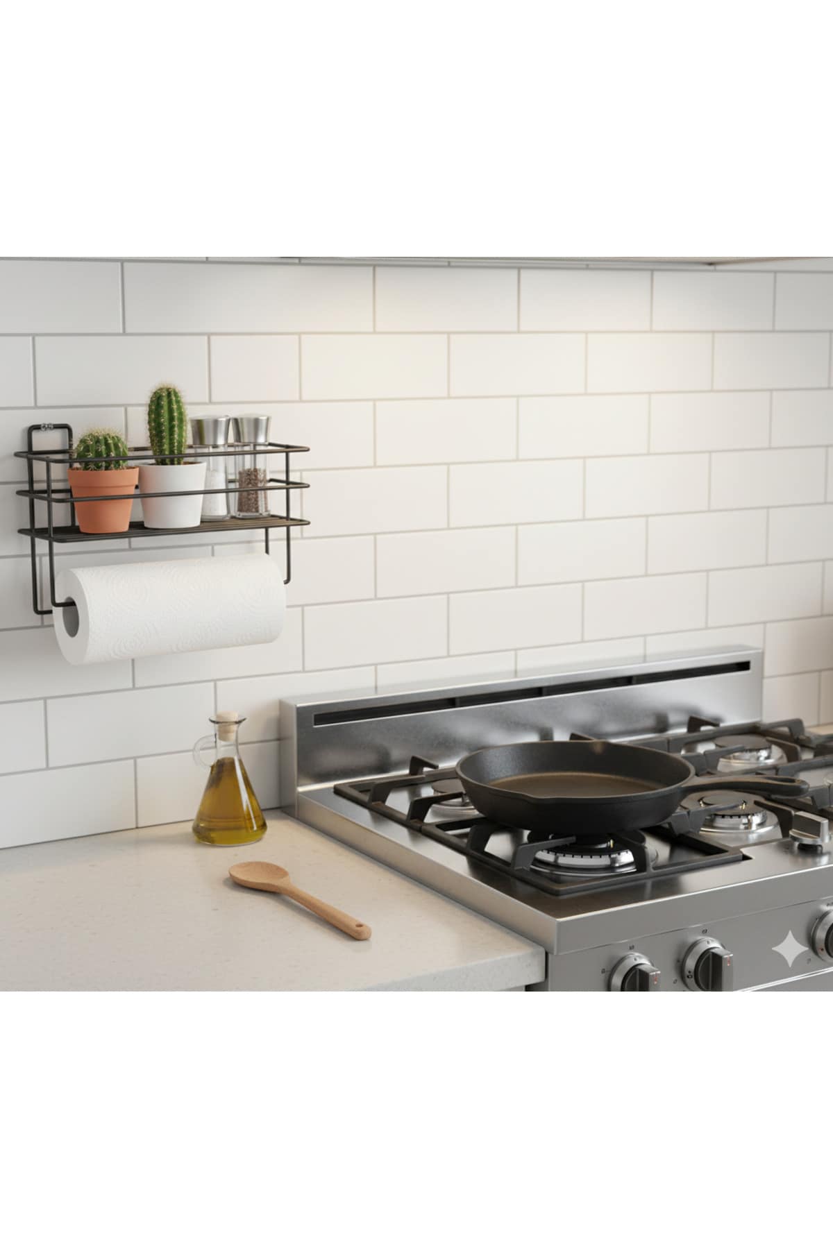 Yapışkanlı Siyah Raflı Dikdörtgen Havlu Kağıtlığı Havlu Kağıtlık Tutucu - Görsel 2