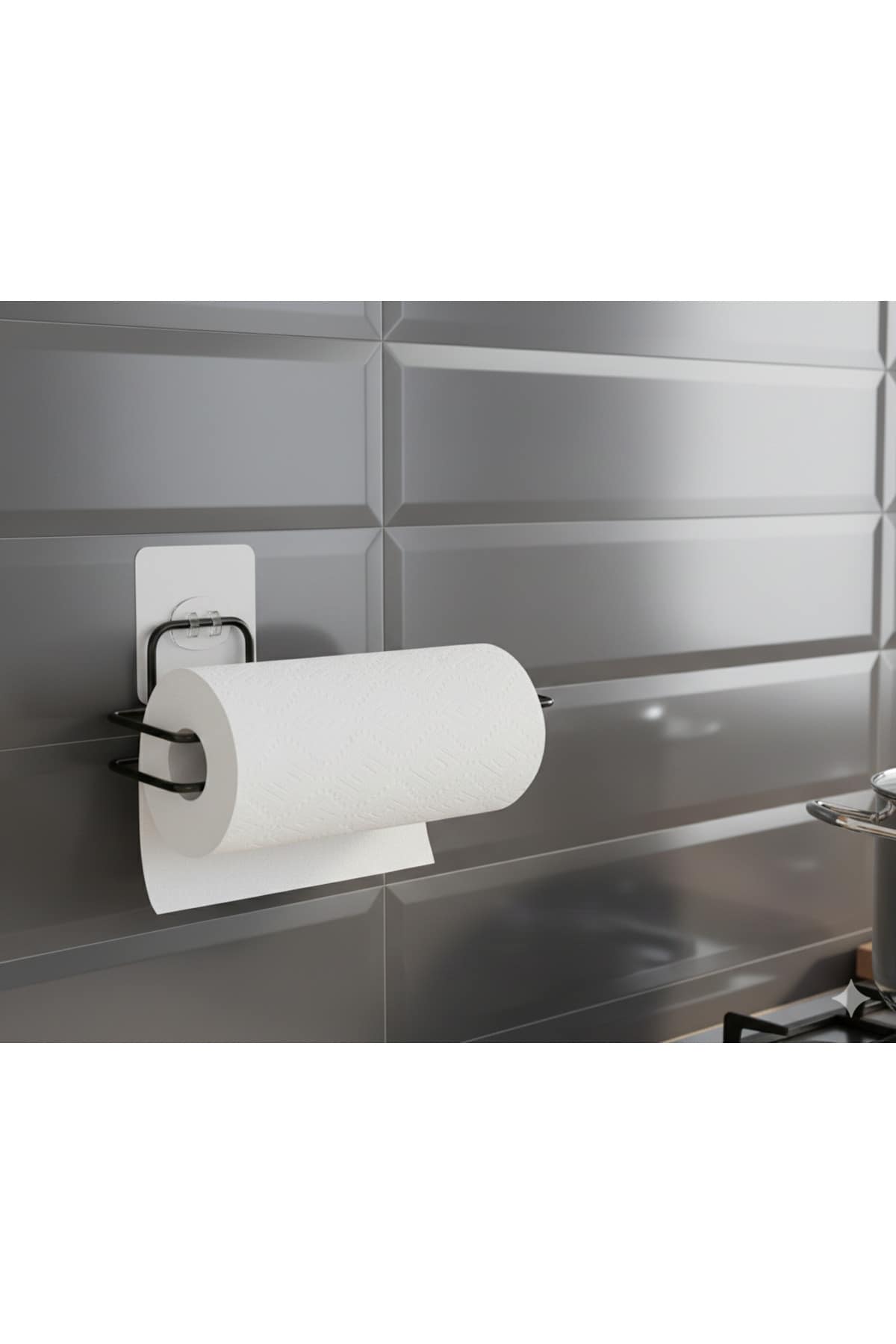 Yapışkanlı Siyah Tekli Havlu Kağıtlığı Havlu Kağıtlık Tutucu - Görsel 4