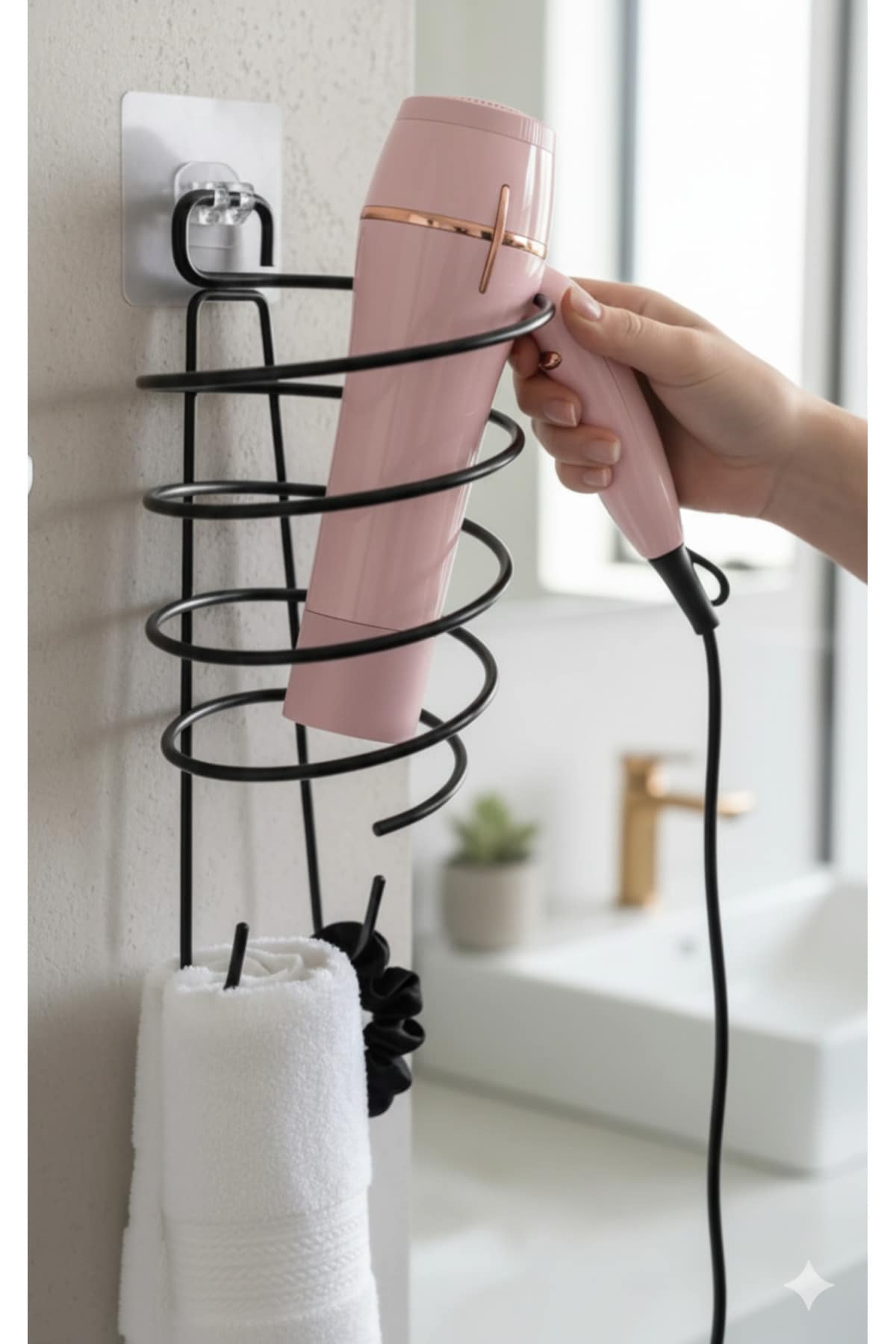 Yapışkanlı Yuvarlak Fön Askısı Fön Askılığı