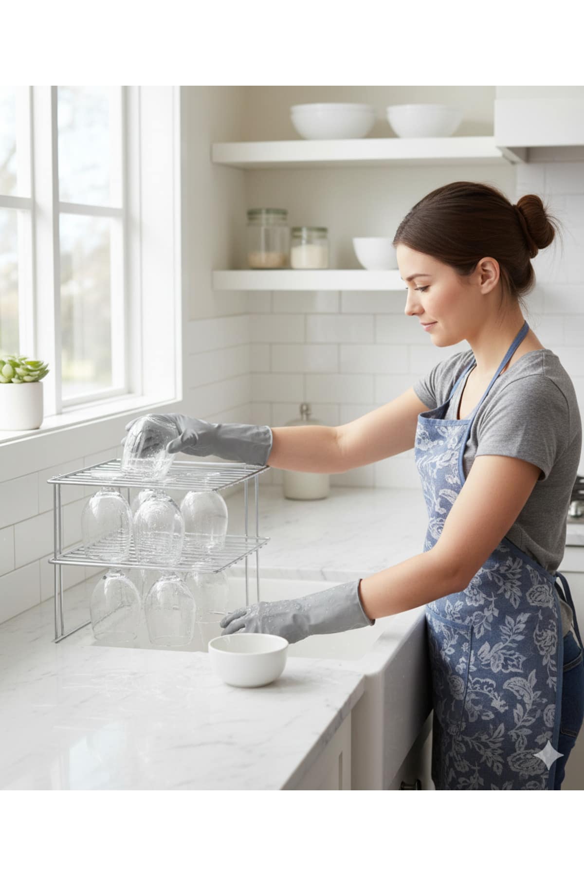 Banyo ve Mutfak Rafı 3 Katlı Parlak çelik metal - Görsel 2