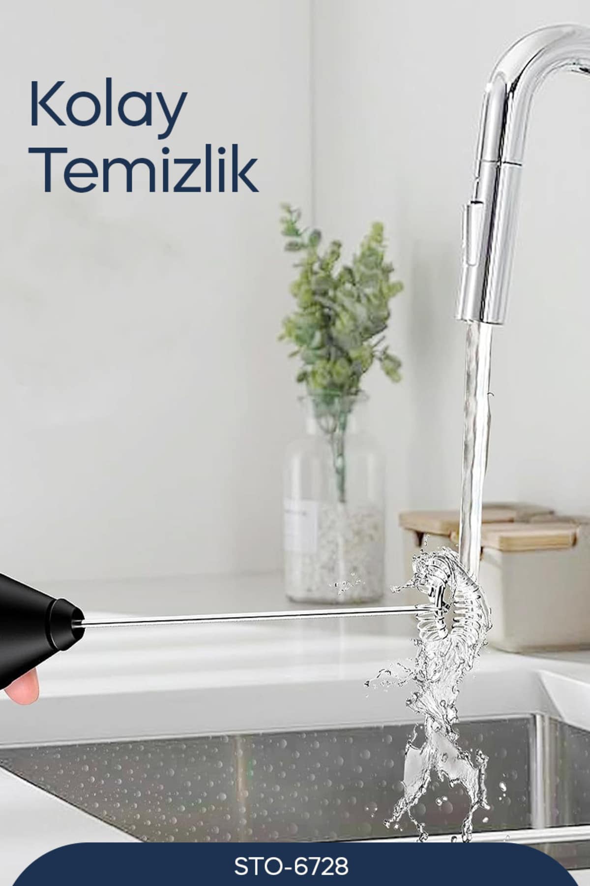 Sto-6728 Pratik Süt Ve Kahve Köpürtücü Siyah - Görsel 4