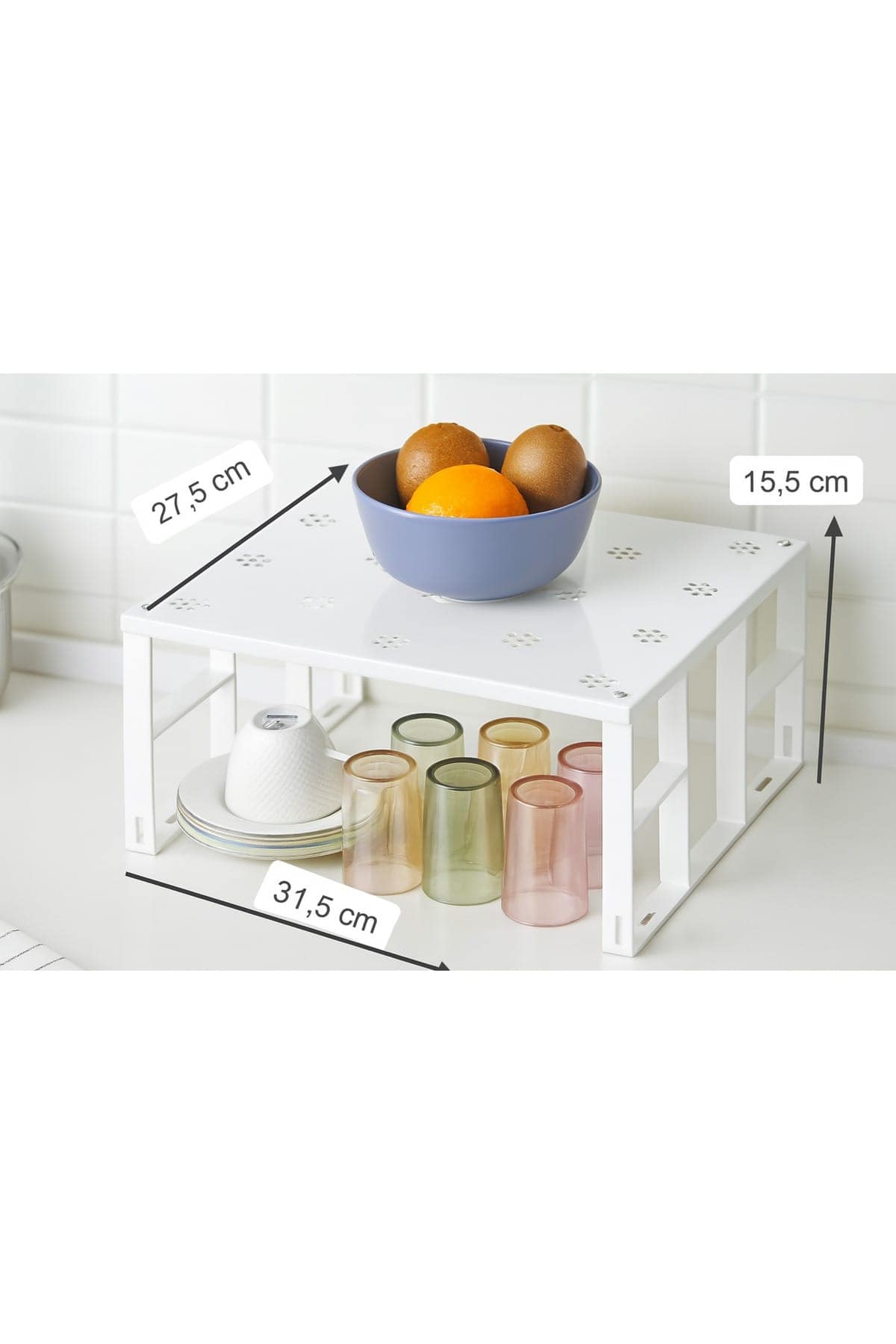 Metal Dolap İçi Raf, Bardak, Baharat, Tabak Düzenleyici Organizer, Alan Tasarrufu - Görsel 4