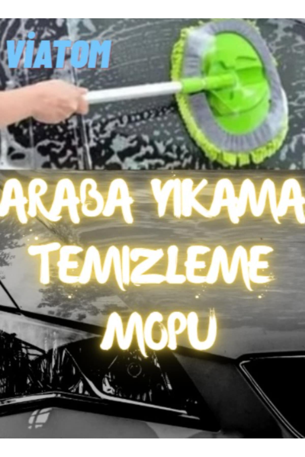 Oto Araba Yıkama Temizleme Mopu 1 Yedek Bezi Mikrofiber Çok Fonksiyonlu Sopalı Oto Araba