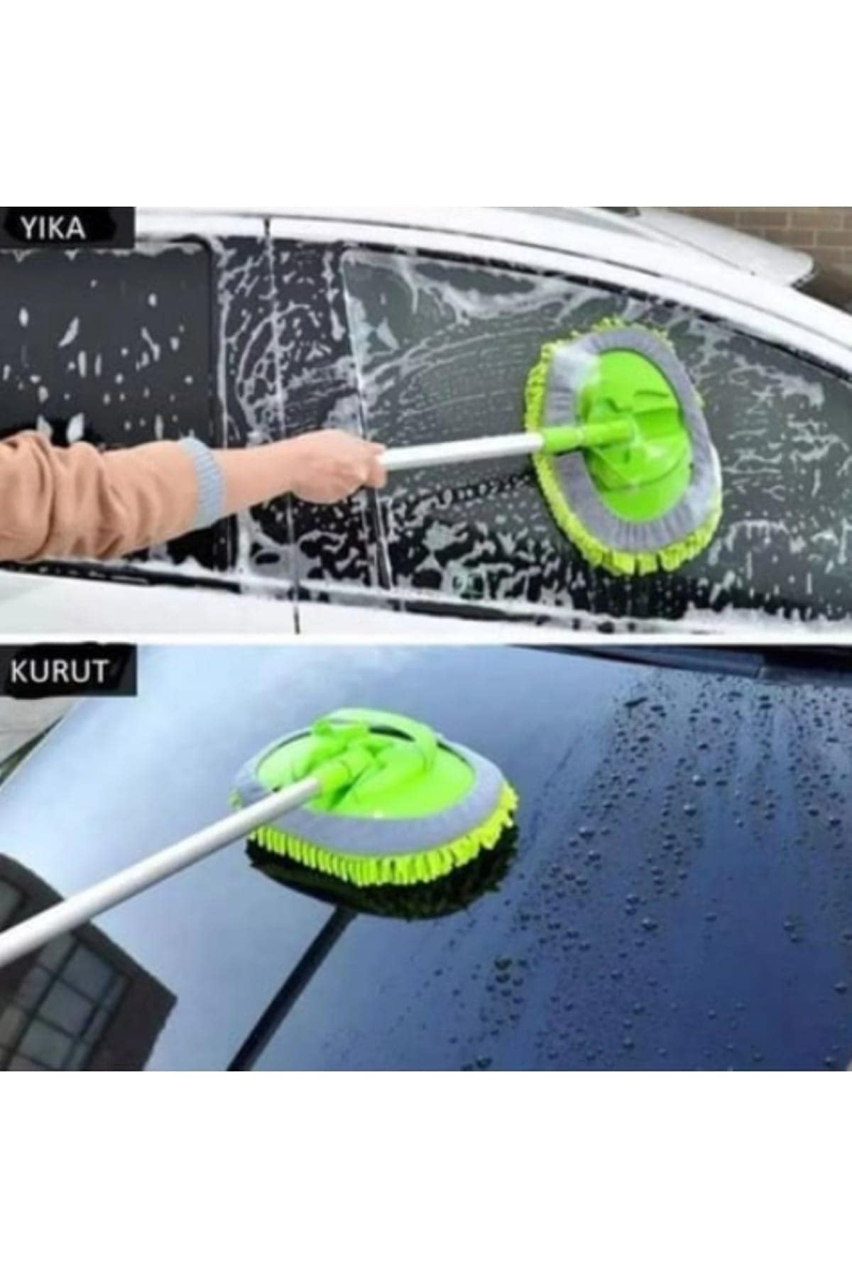 Oto Araba Yıkama Temizleme Mopu 1 Yedek Bezi Mikrofiber Çok Fonksiyonlu Sopalı Oto Araba - Görsel 2