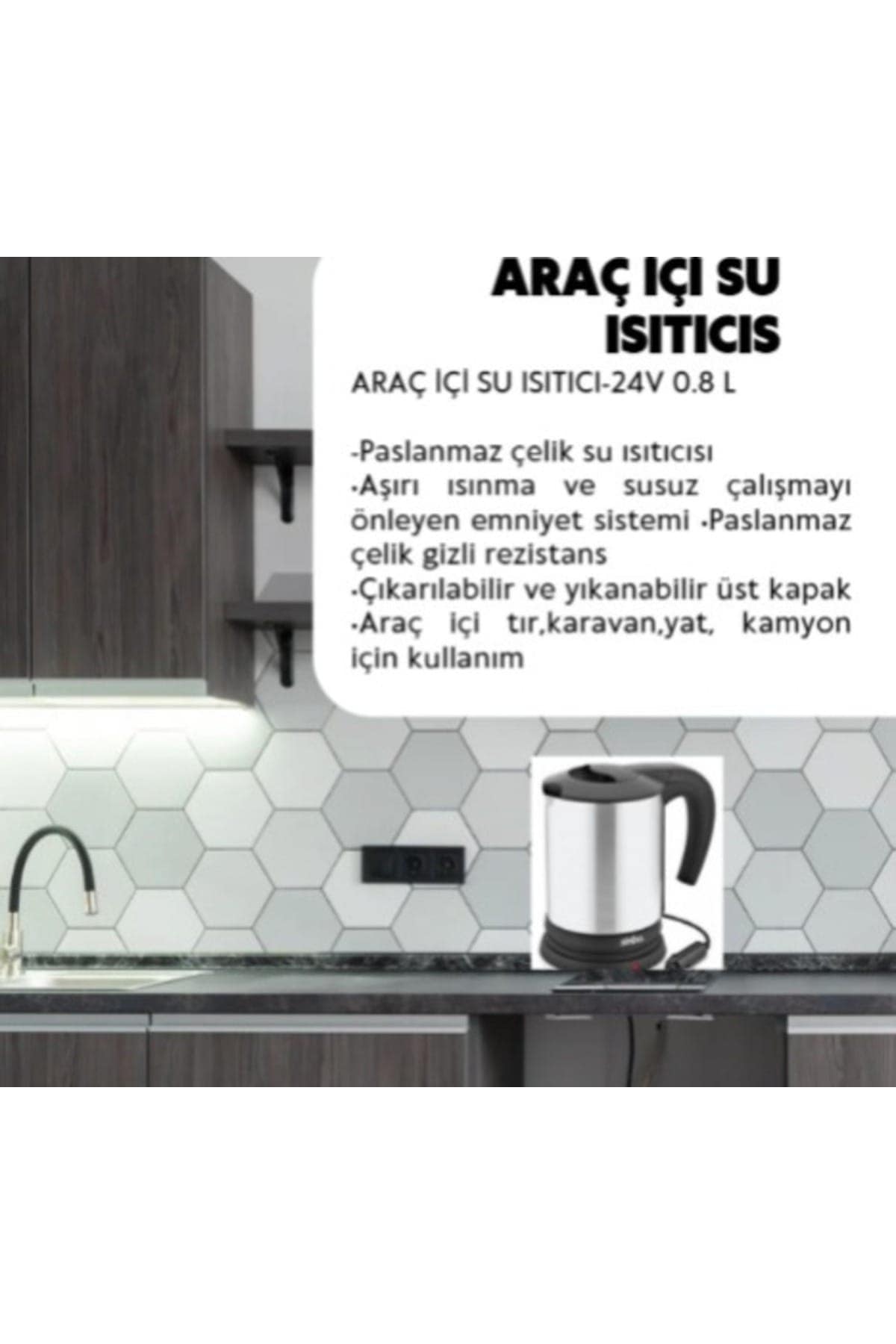 SİNBO ARAÇ İÇİ SU ISITICI-12V (otomobil SUV Minibüs ve Karavanlar için kullanım İmkanı) 1LT hacmi - Görsel 2