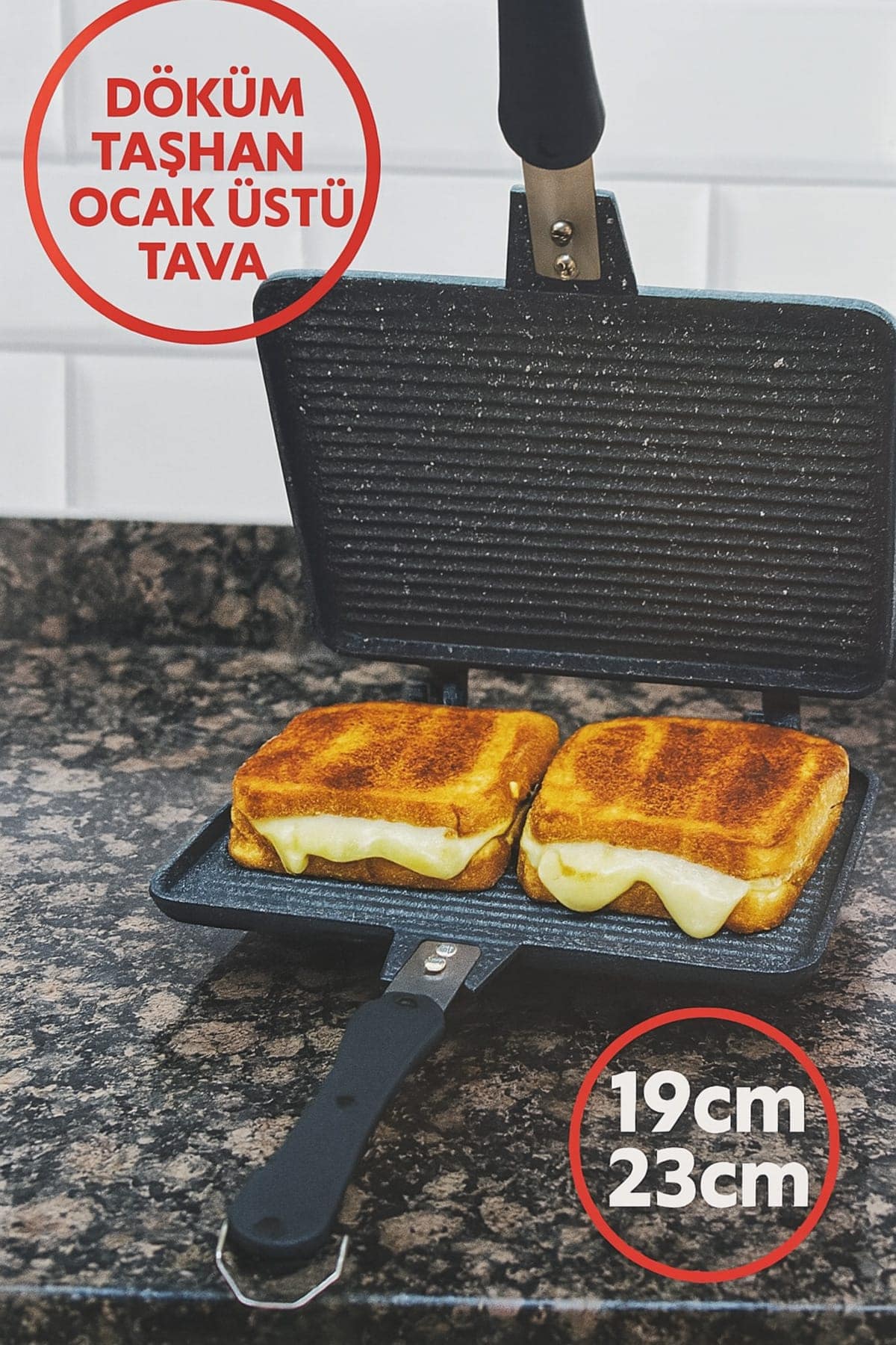 Lüx Tost Ocak Üstü Granit Tost Makinası 19cm 23cm - Görsel 2
