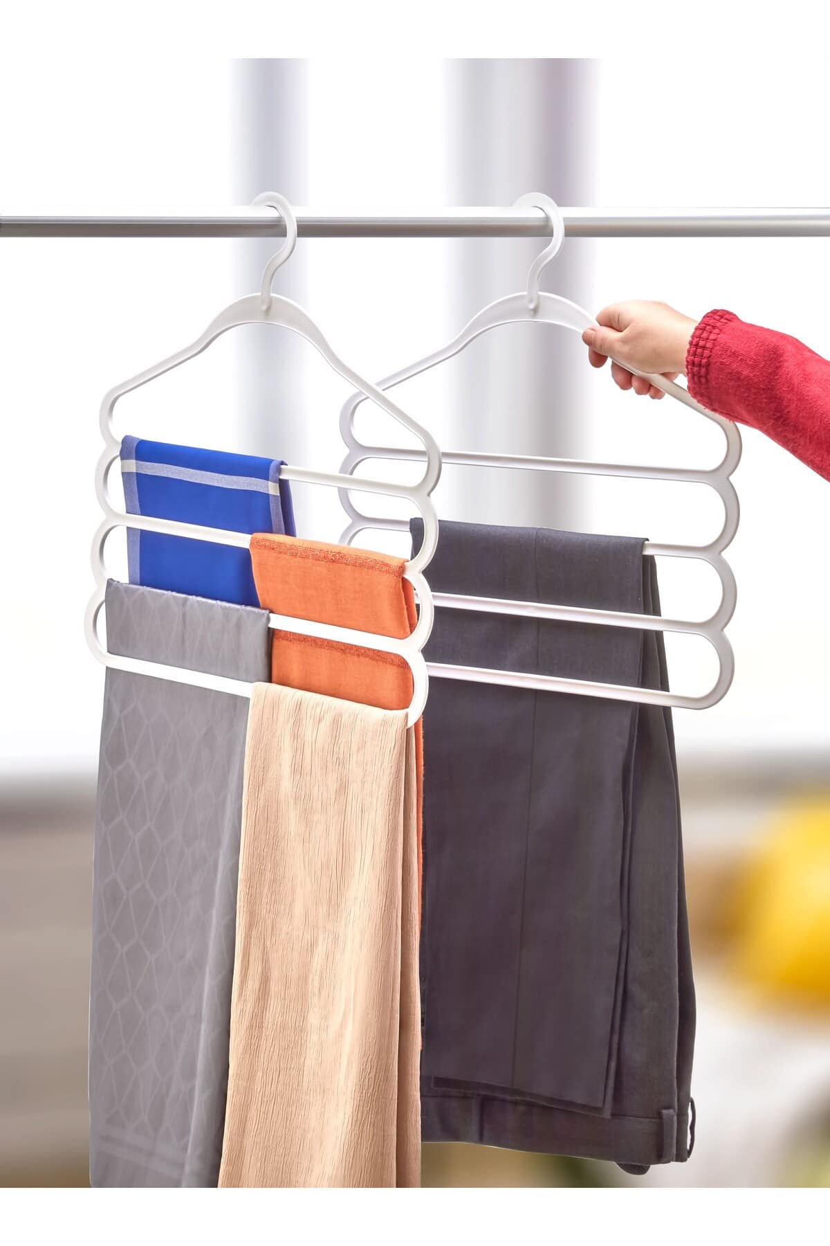 4 Adet Dolap Içi Çok Katlı Plastik Askı Pantolon Şal Gömlek Elbise Kravat Askısı Askılık