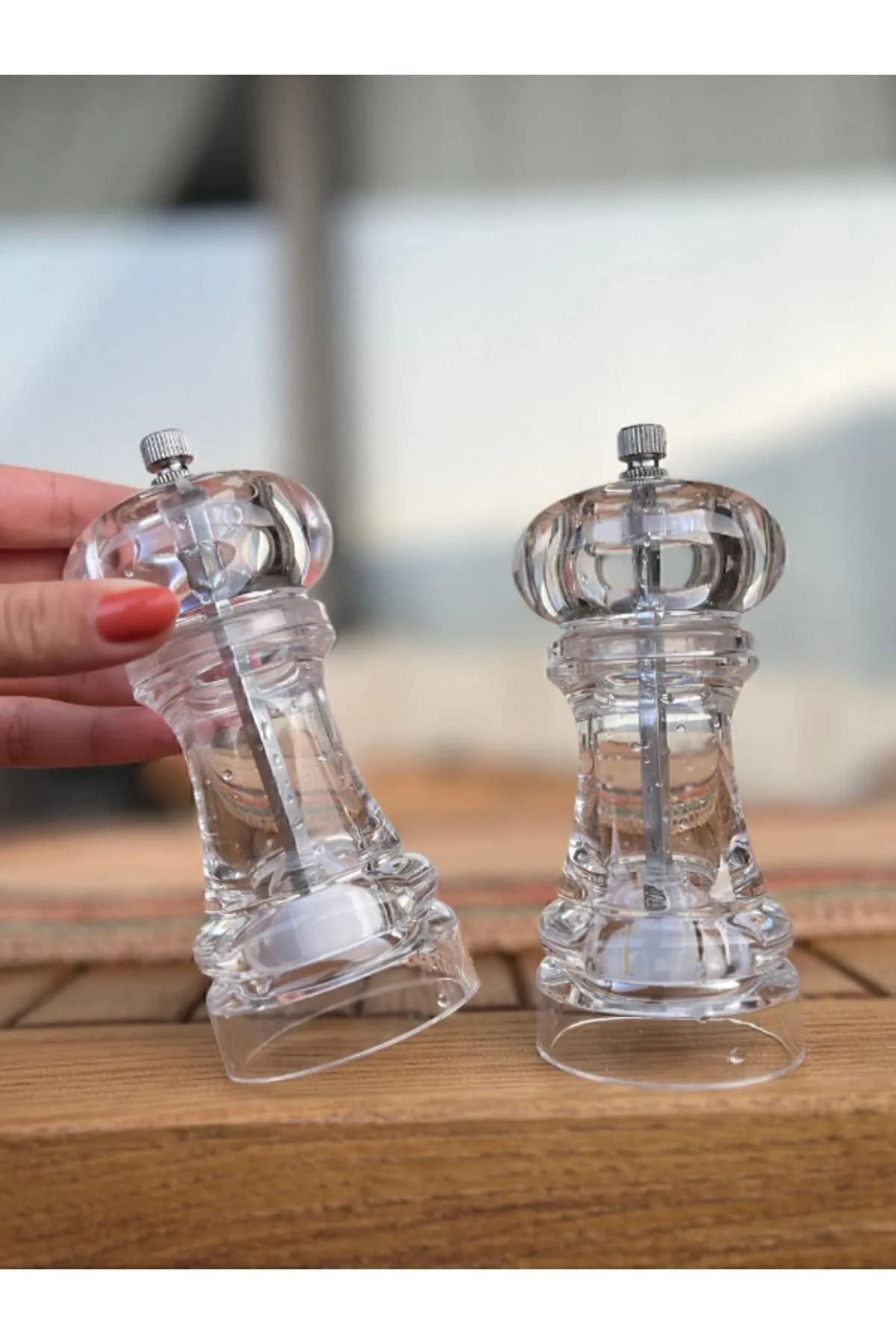 Şeffaf Değirmen Tuz Karabiber Öğütücü El Değirmeni 18 Cm 1 Adet