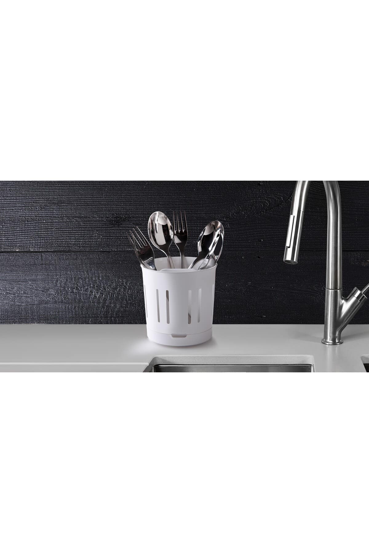 VİATOM Kaşıklık Mutfak Tezgahı Organizer Kaşıklık çap 12cm yükseklik 12 cm - Görsel 2