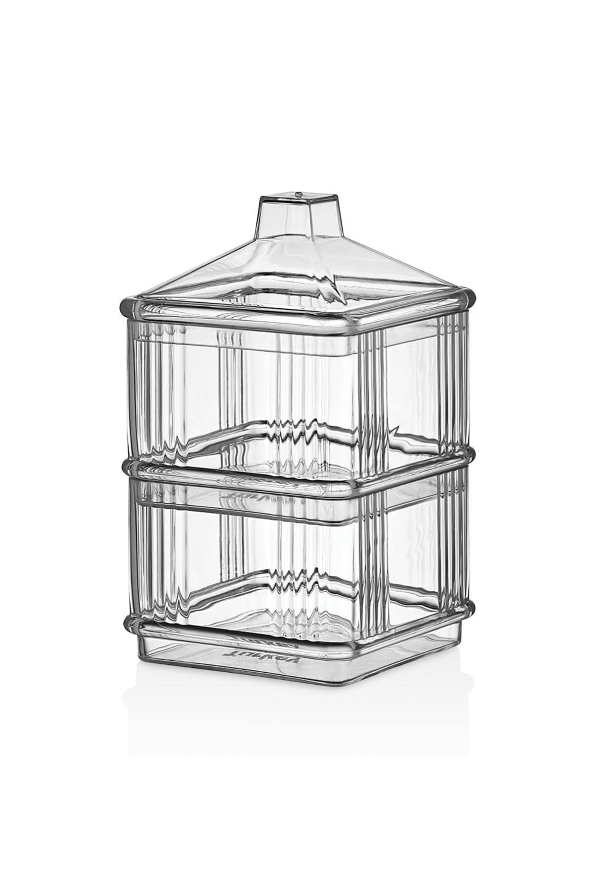 2Katlı Kare Drajelik Sunum Seti 2Katlı Kare Şekerlik Kahvaltılık Saklama Kabı Lokumluk - Görsel 3