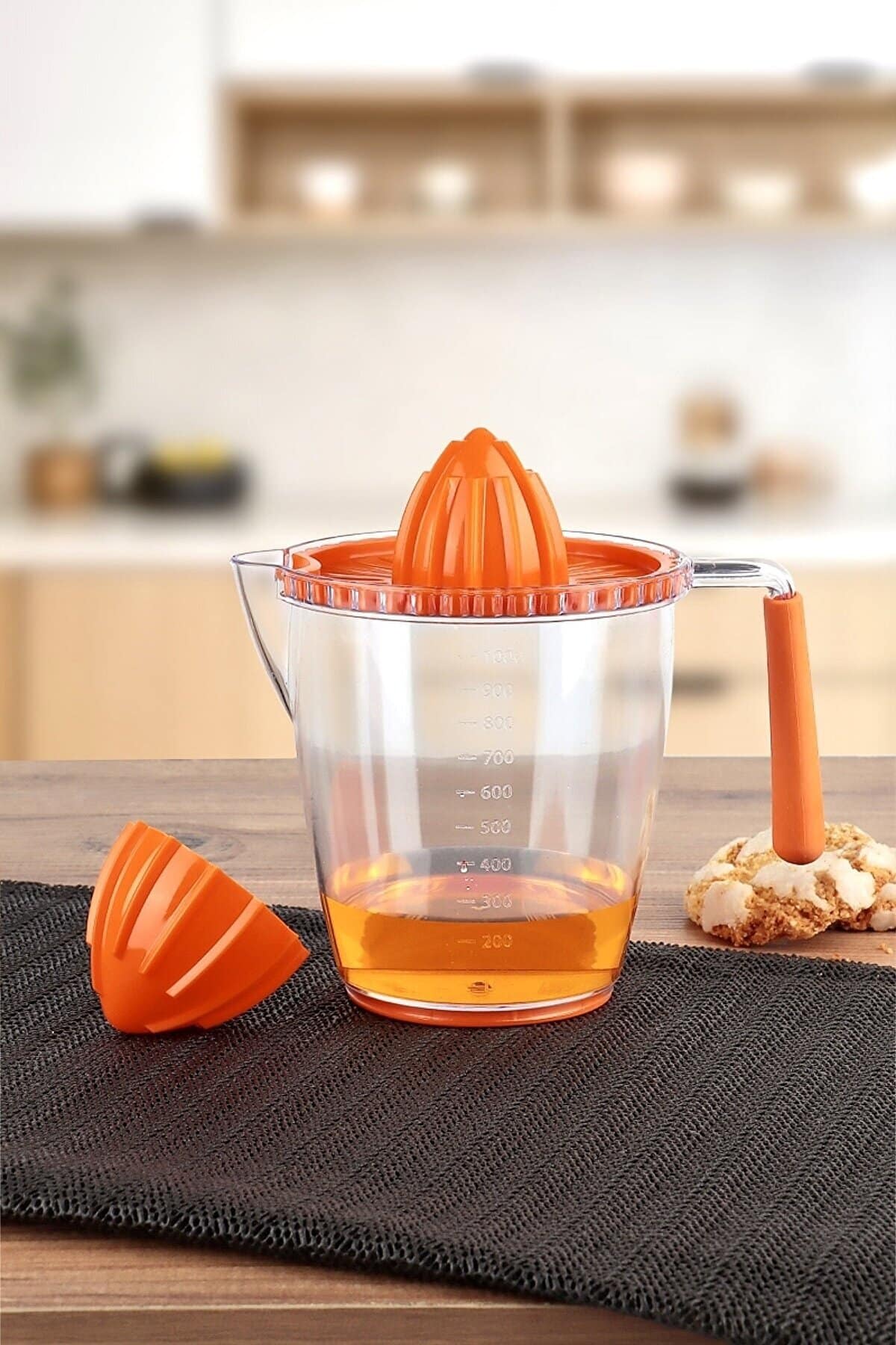 Silikon Saplı Limon Portakal Turunç Narenciye Sıkacağı Turuncu 1 LT