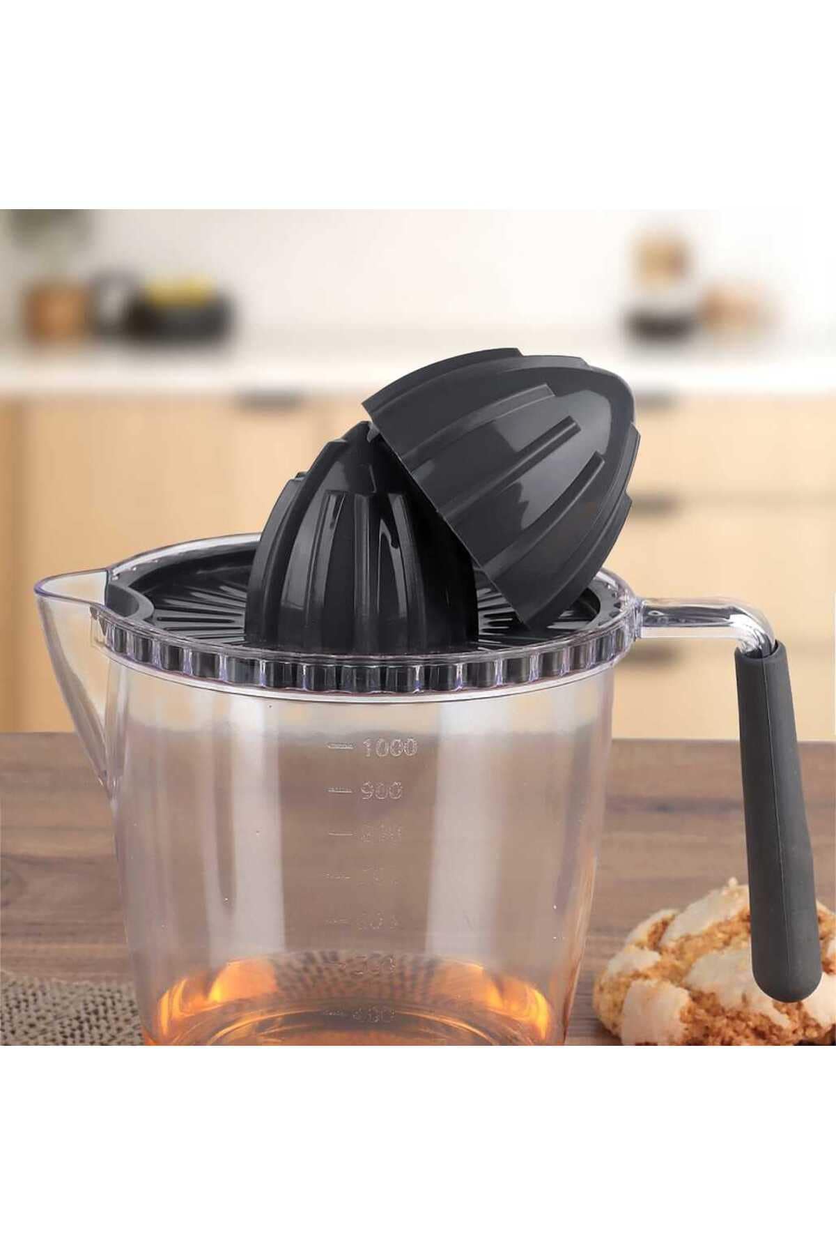 Silikon Saplı Limon Portakal Turunç Narenciye Sıkacağı Antrasit 1 LT - Görsel 3