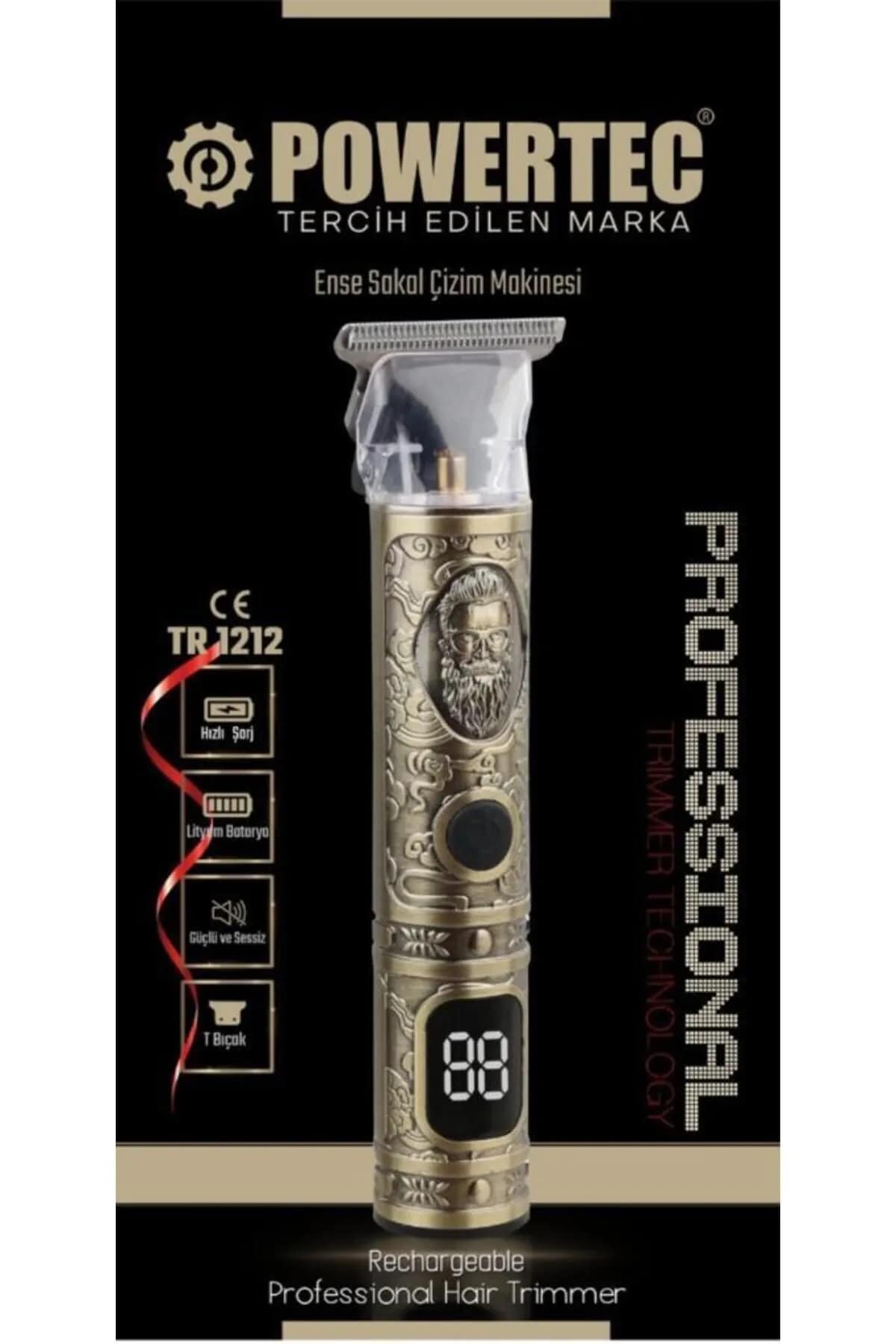 TR-1212 Profesyonel Usb Şarjlı Dijital Sakal Ense Vücut Tıraş Makinesi