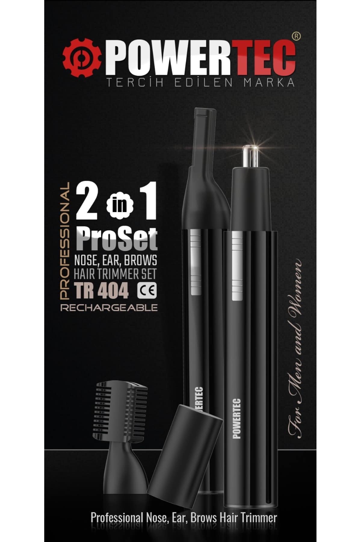 TR-404 Şarjlı Burun Kulak Kaş Şekillendirici Kıl Tüy Alma Pro Set Tıraş Makinesi 2'si 1 Arada