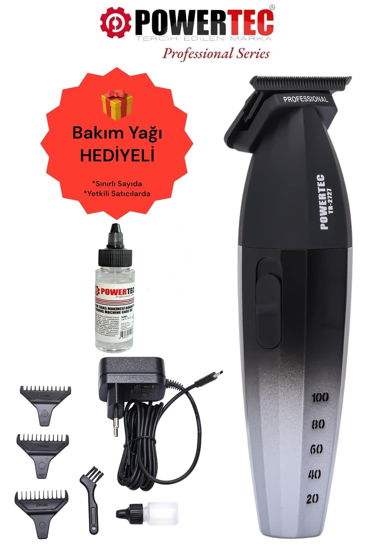 TR-2727 Black Profesyonel Type-C Şarjlı Sakal Ense Çizim Tıraş Makinesi