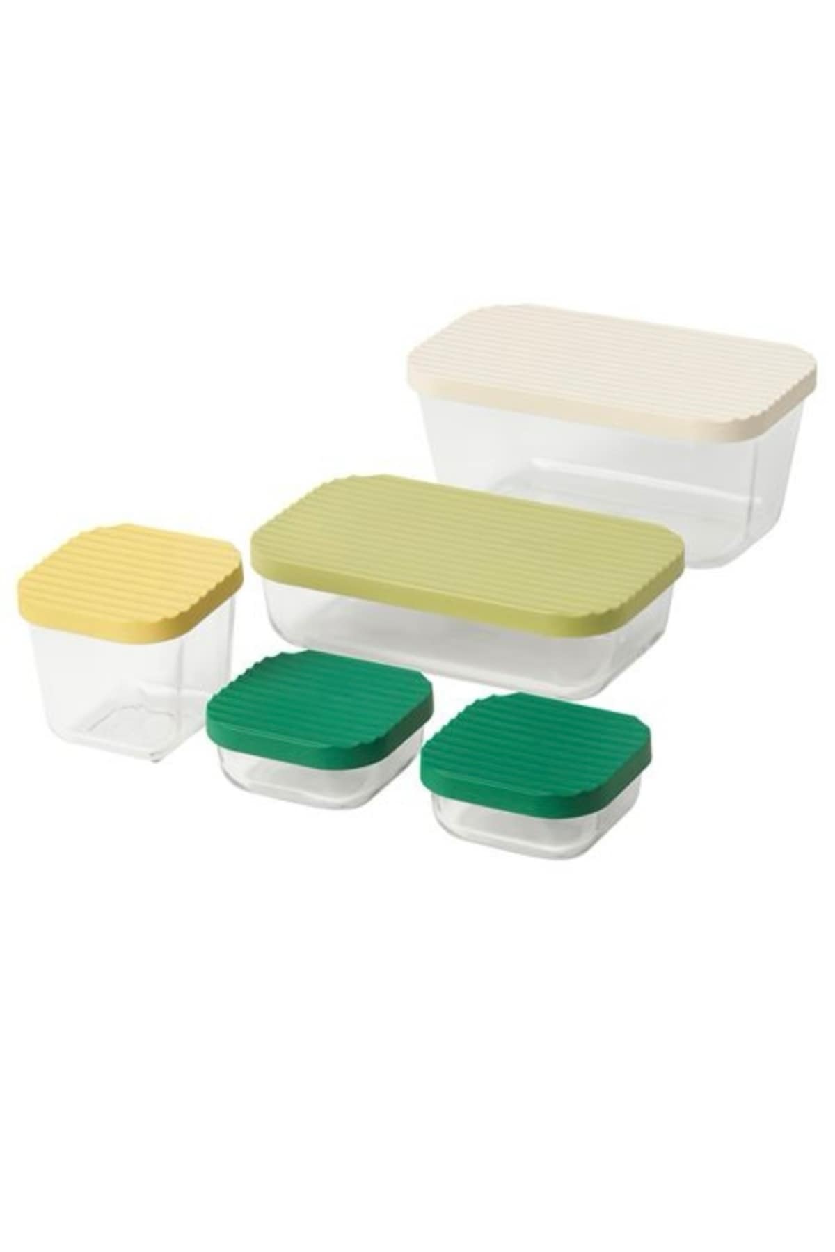 Havstobis cam saklama kabı seti şeffaf çok renkli 5'li set