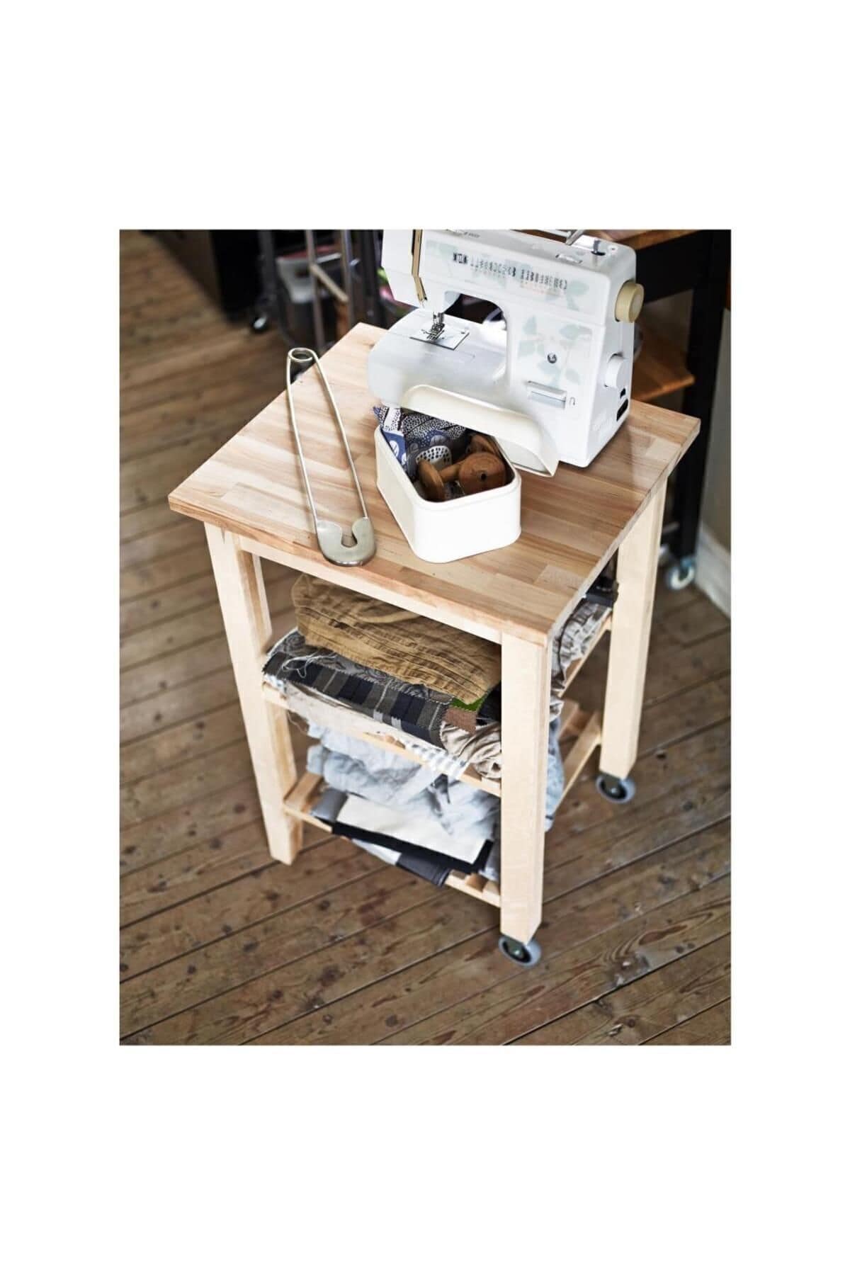 Bekvam Tekerlekli Servis Arabası - Sehpası - Huş / Ahşap - 58 x 50 x 85 cm - Görsel 4