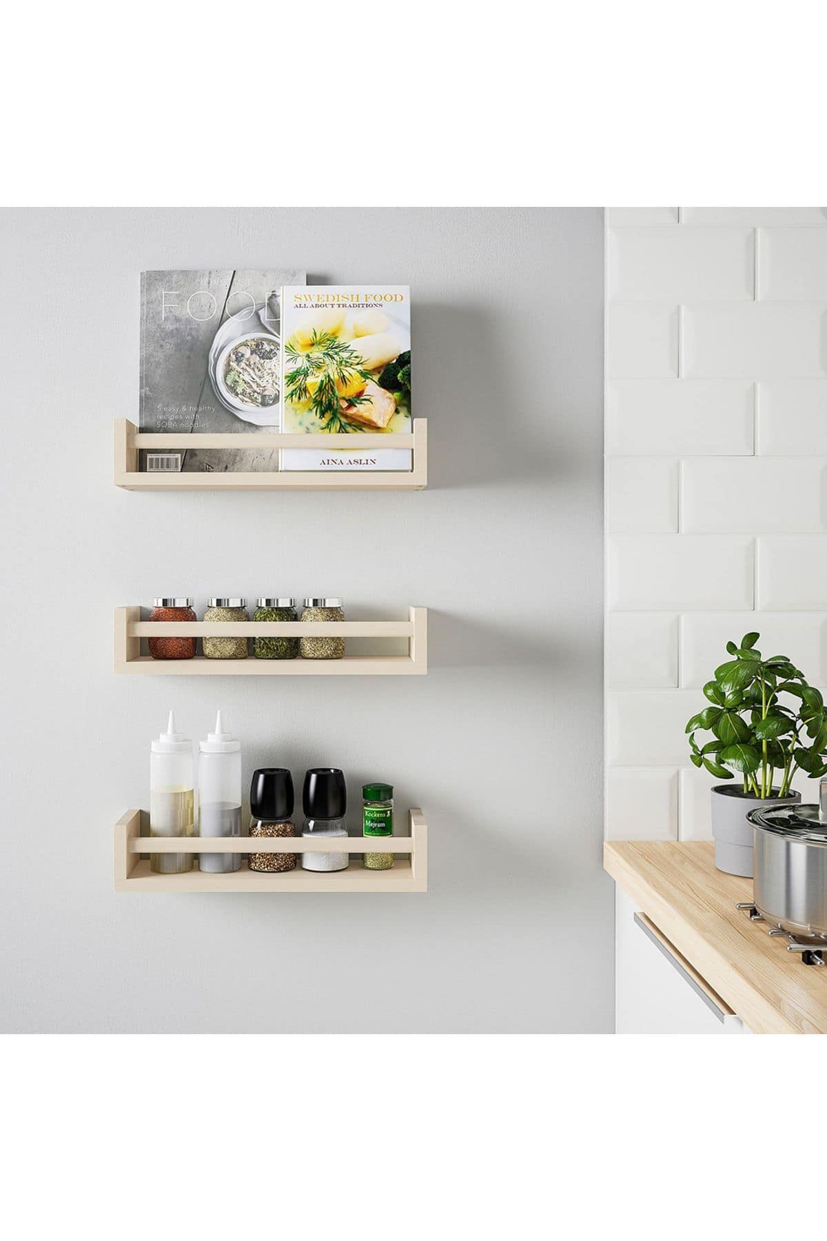 BEKVAM BAHARATLIK RAFI DUVAR RAFI ÇERÇEVE RAFI KİTAPLIK AHŞAP RAF 40x10x9 Cm - Görsel 2