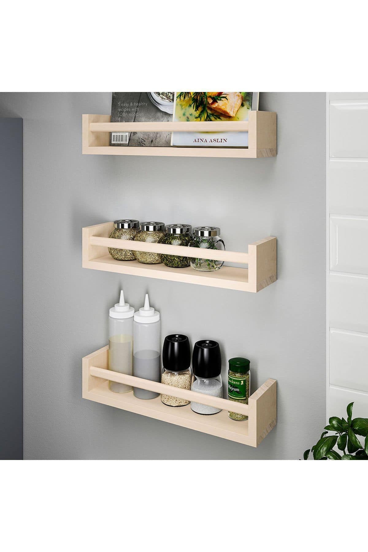 BEKVAM BAHARATLIK RAFI DUVAR RAFI ÇERÇEVE RAFI KİTAPLIK AHŞAP RAF 40x10x9 Cm - Görsel 3