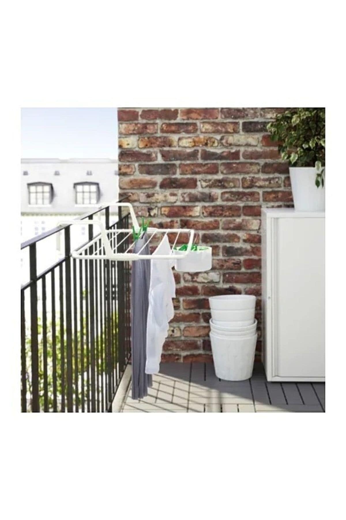 Beyaz 77 Cm Balkon Ray Kapı Üstü Çamaşır Askısı - Görsel 2