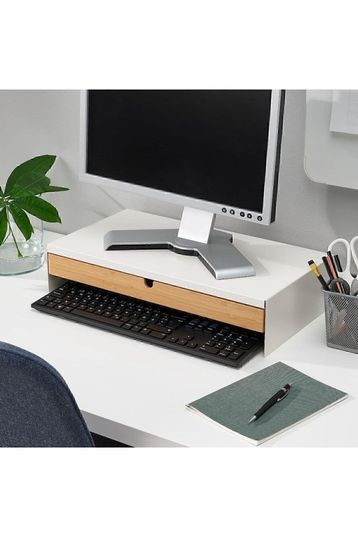 Elloven Bambu Çekmeceli Masaüstü Bilgisayar Monitörü Ekran Yükseltici Standı - Görsel 2