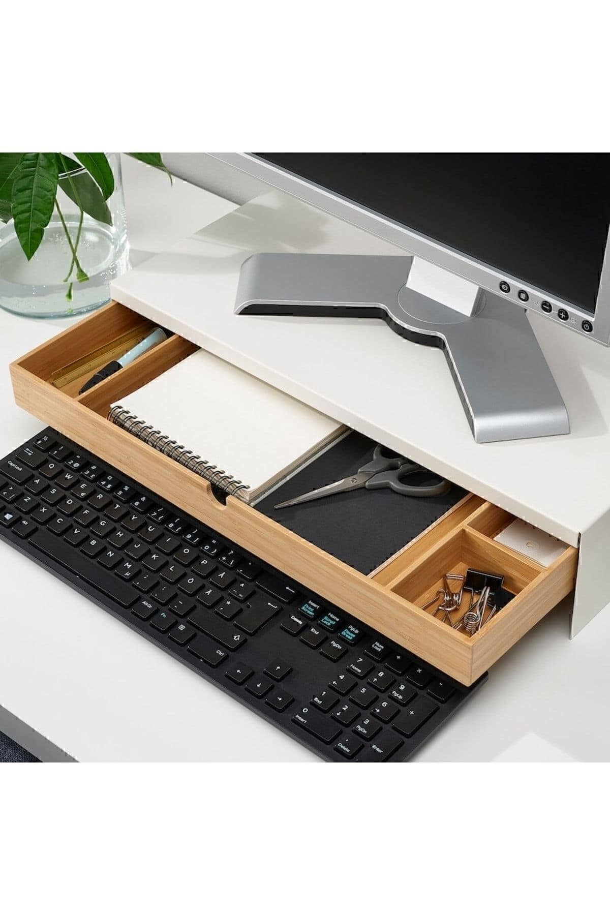 Elloven Bambu Çekmeceli Masaüstü Bilgisayar Monitörü Ekran Yükseltici Standı - Görsel 3