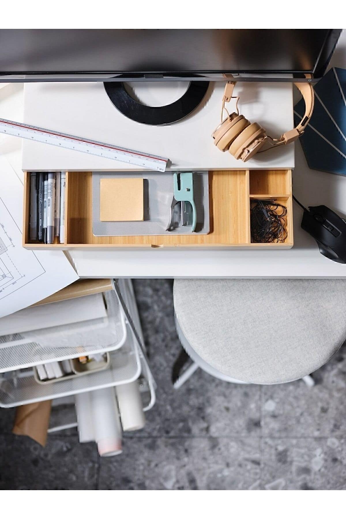 Elloven Bambu Çekmeceli Masaüstü Bilgisayar Monitörü Ekran Yükseltici Standı - Görsel 5