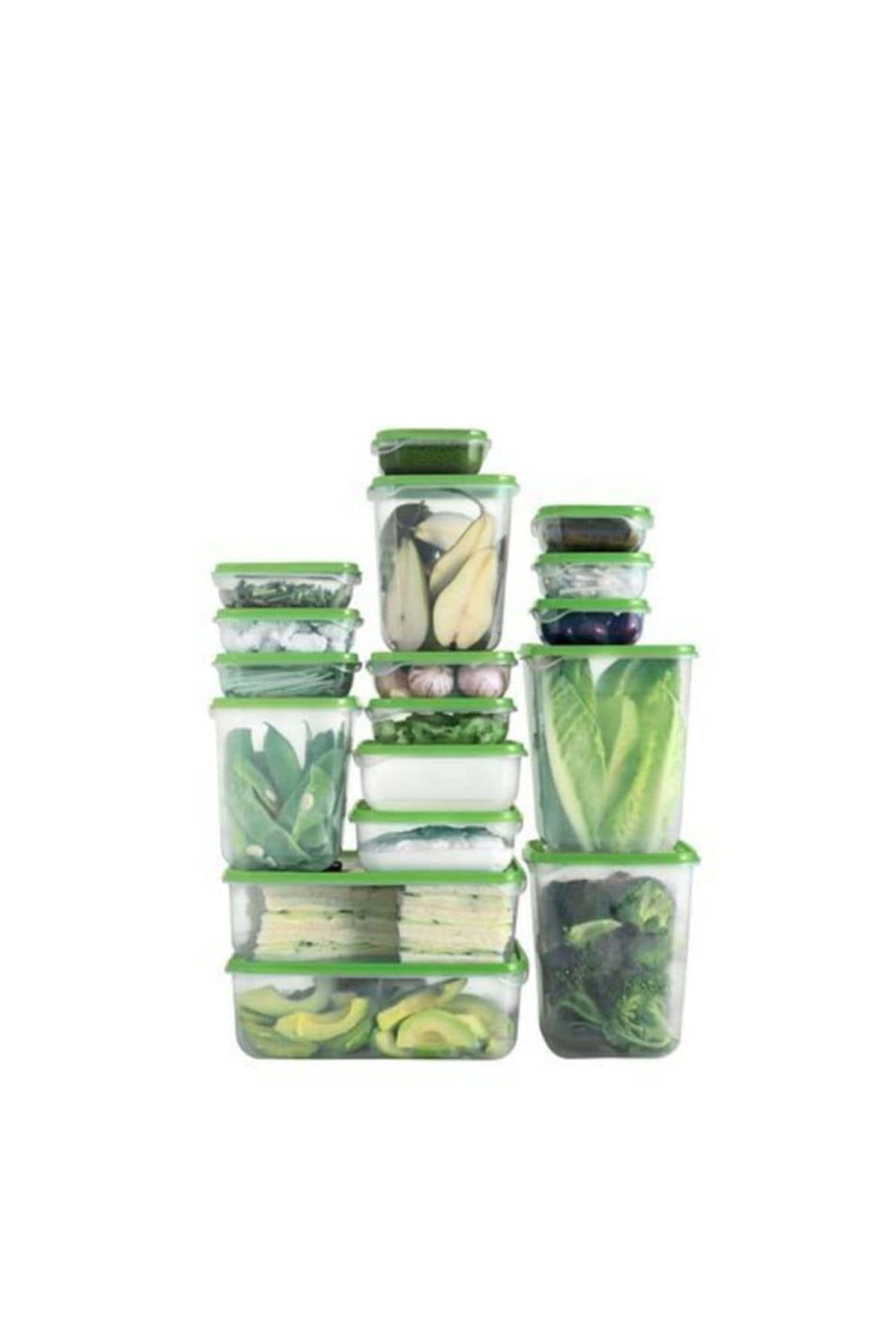 Pruta Plastik Saklama Kabı Seti, Şeffaf-yeşil