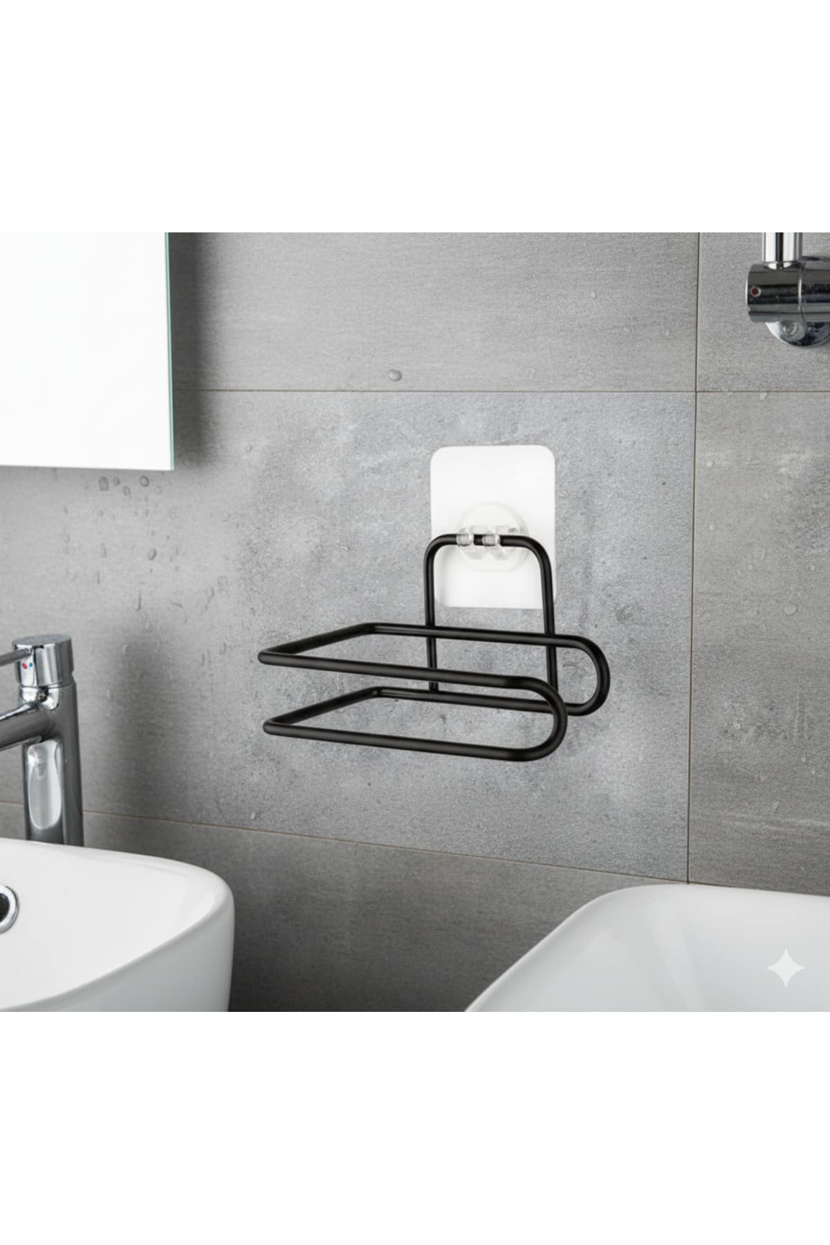 Yapışkanlı Siyah Tekli Tuvalet Kağıtlığı Wc Kağıtlık Tutucu