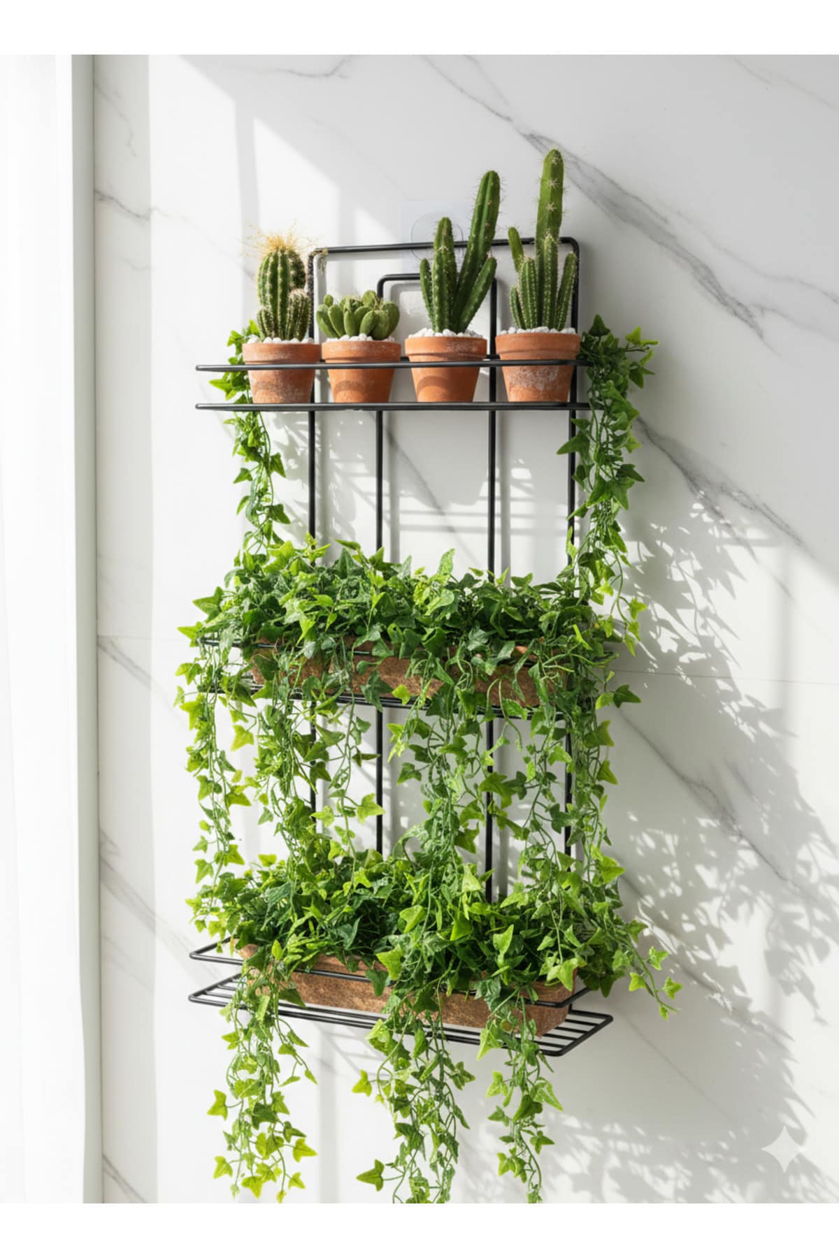 Yapışkanlı Siyah 3 Katlı Raflı Organizer Dikdörtgen Banyo ve Mutfak Mutfak Rafı, Şampuanlık - Görsel 2